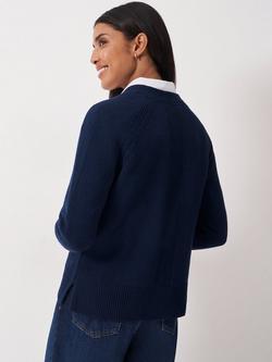 Crew Clothing Wool Blend Long Sleeve V Neck Cardigan - view 2, Navy Blue