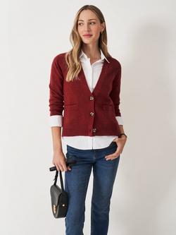 Crew Clothing Harmony Wool Rich Cardigan, Red Wine