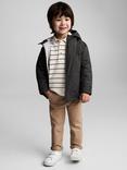 Mango Kids' Javier Hooded Quilted Coat, Charcoal