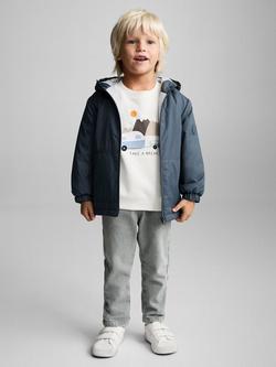 Mango Kids' Jorge Hooded Quilted Coat, Medium Blue, Medium Blue