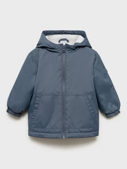Mango Kids' Jorge Hooded Quilted Coat, Medium Blue - view 2, Medium Blue