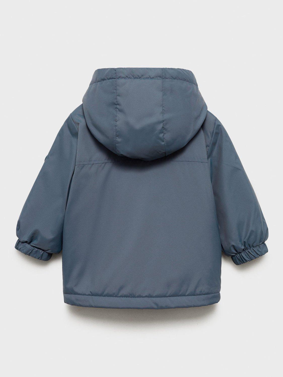 Product image 3 of 6, which shows Mango Kids' Jorge Hooded Quilted Coat, Medium Blue, 12-18 months