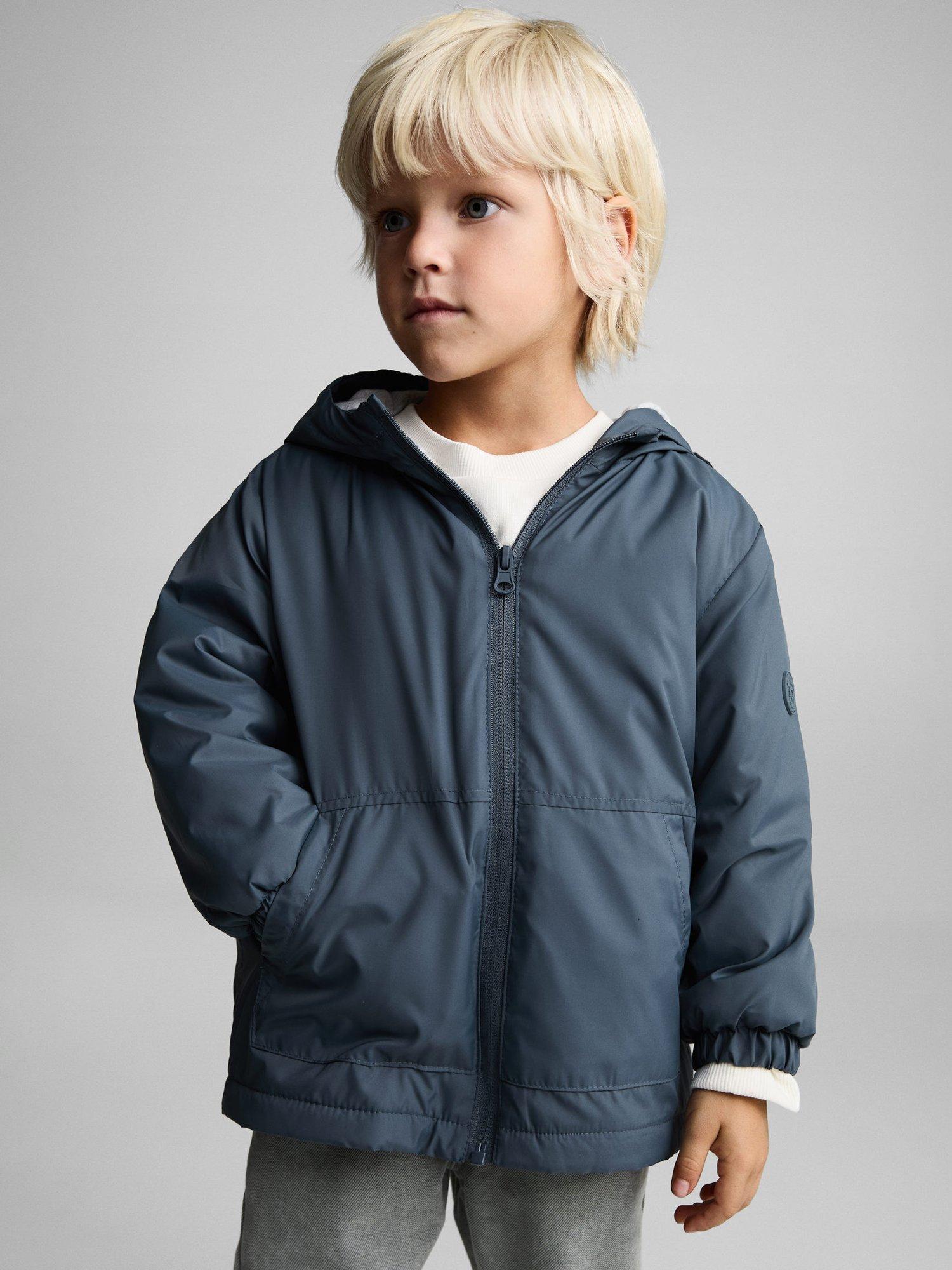 Product image 5 of 6, which shows Mango Kids' Jorge Hooded Quilted Coat, Medium Blue, 12-18 months