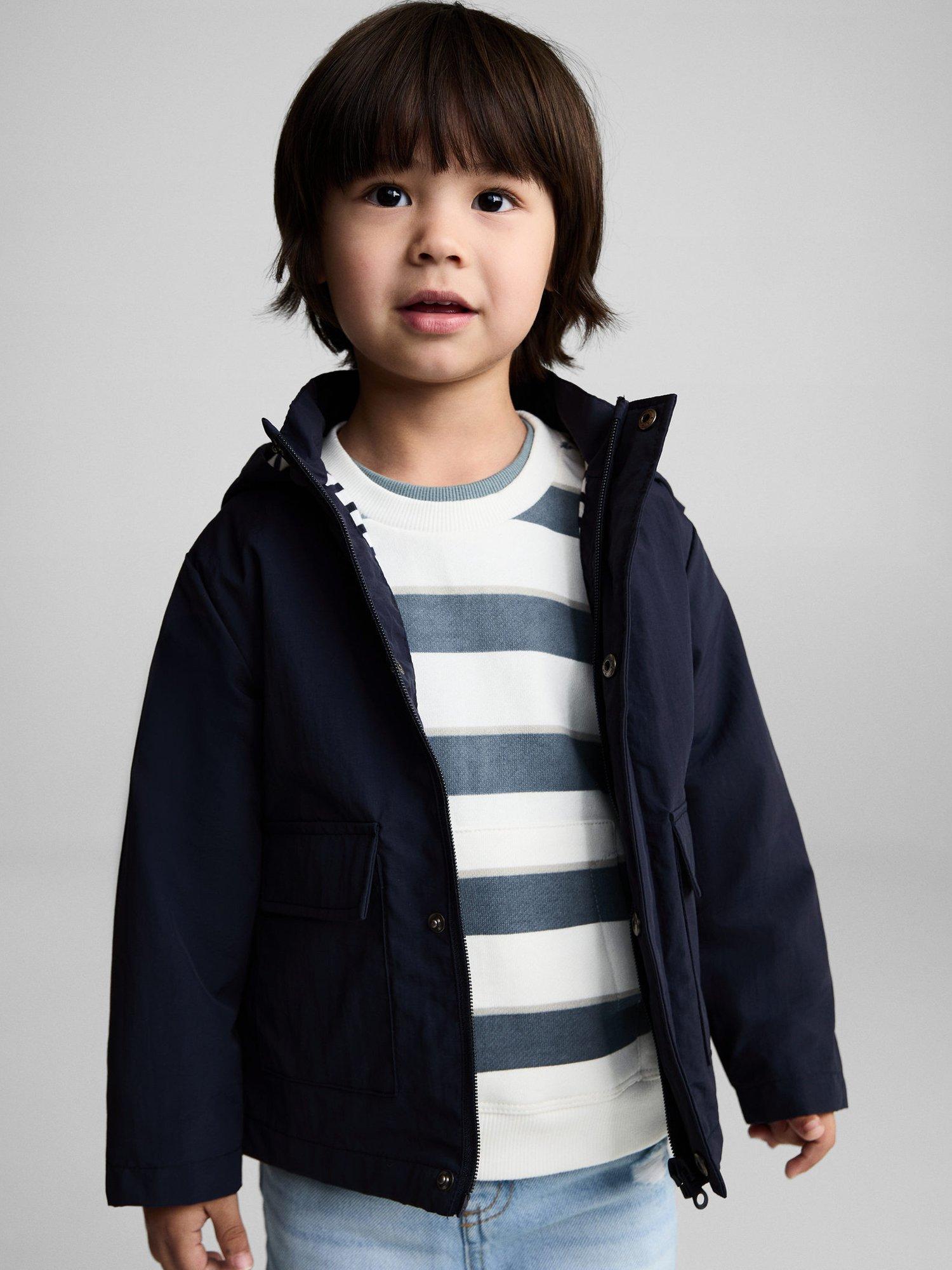 Product image 1 of 7, which shows Mango Kids' Luis Quilted Hooded Parka Coat, Navy, 12-18 months
