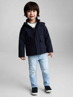 Mango Kids' Luis Quilted Hooded Parka Coat, Navy - view 2, Navy