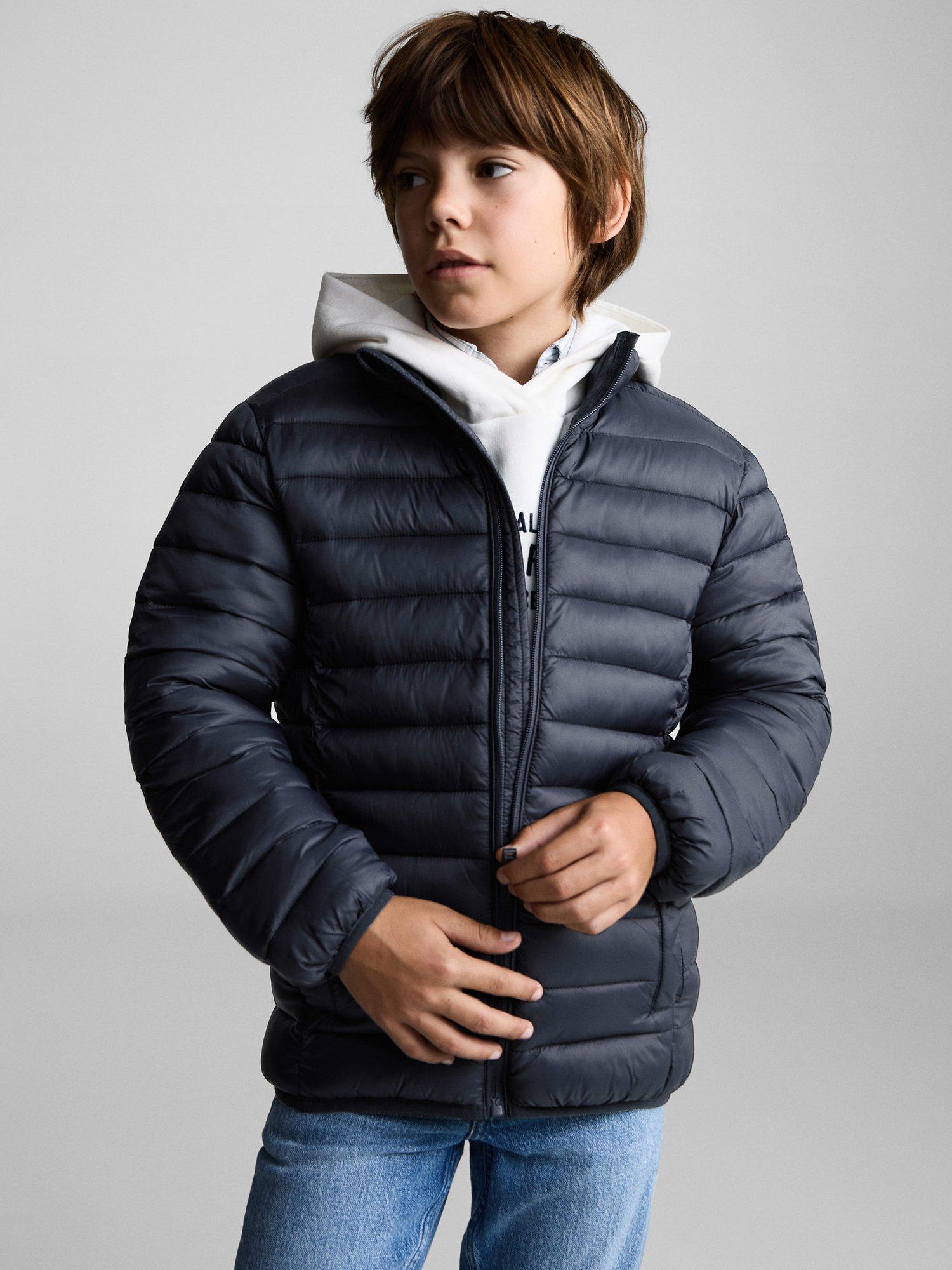 Product image 1 of 7, which shows Mango Kids' Unico Quilted Jacket, Navy, 7 years