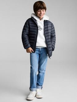 Mango Kids' Unico Quilted Jacket, Navy - view 2, Navy