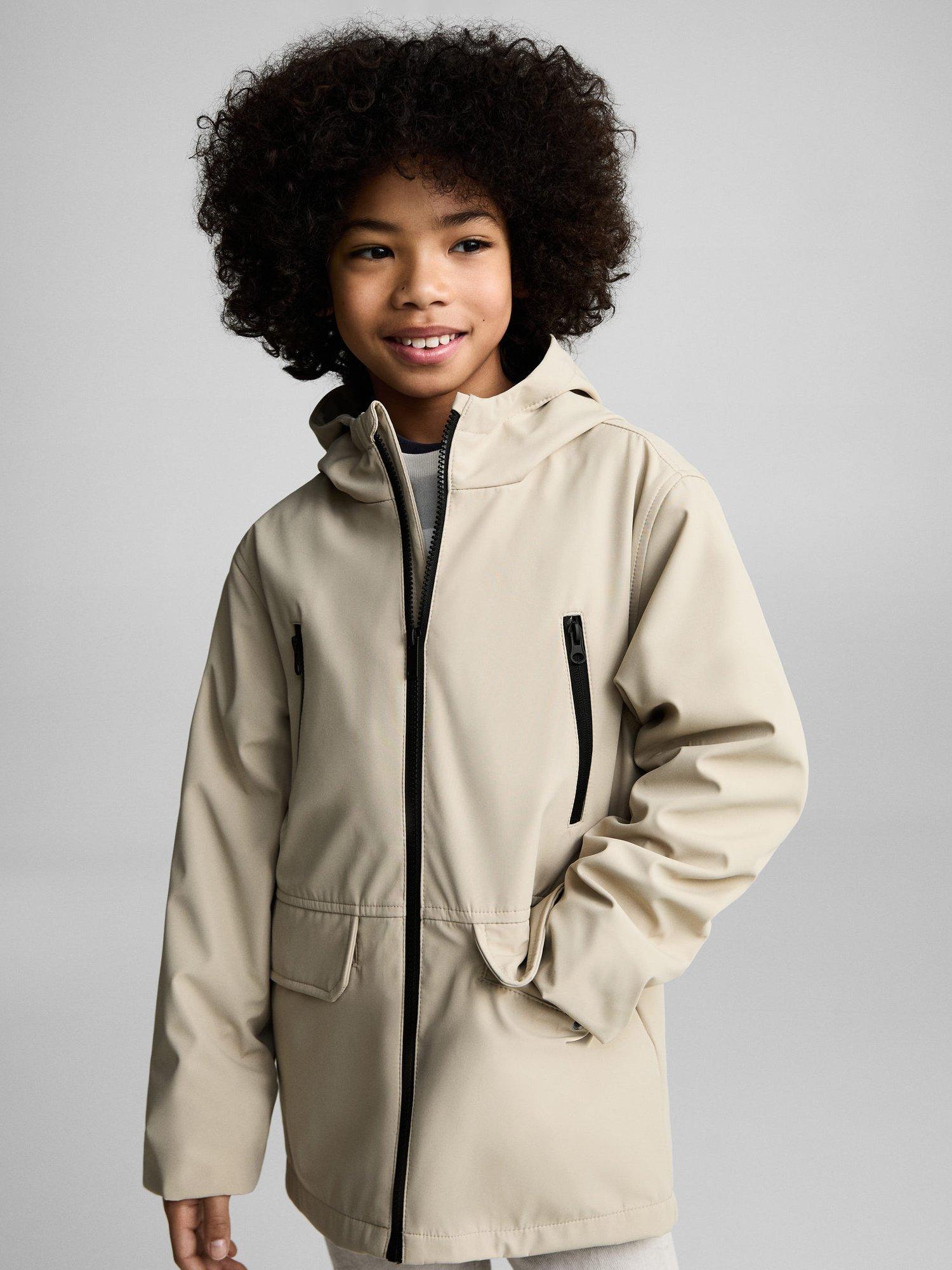 Product image 1 of 7, which shows Mango Kids' Ramon Hooded Parka Coat, Light Pastel Brown, 7 years