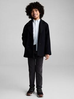 Mango Kids' Cotton Long Sleeved Striped Oxford Shirt, Turquoise - Aqua - view 2, Turquoise - Aqua