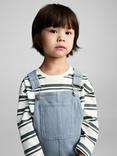 Mango Kids' Juanito Cotton Cargo Dungarees, Medium Blue