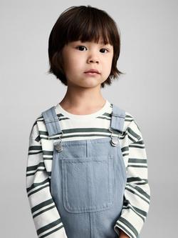 Mango Kids' Juanito Cotton Cargo Dungarees, Medium Blue - view 2, Medium Blue