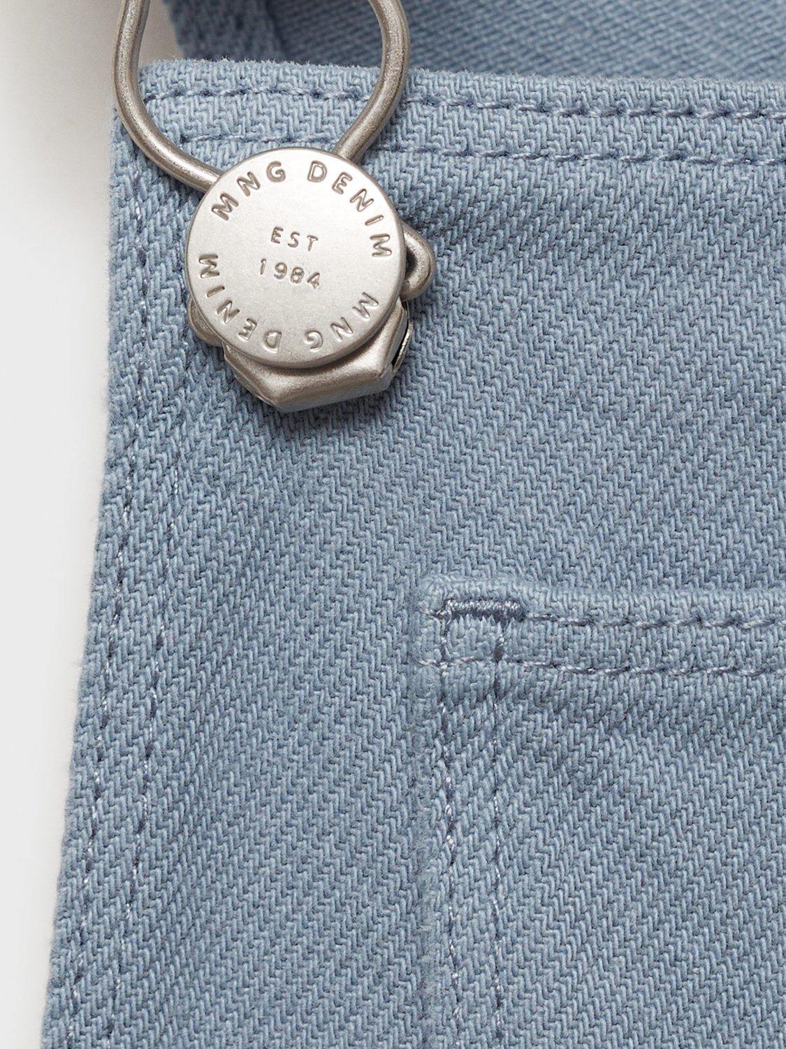 Product image 5 of 6, which shows Mango Kids' Juanito Cotton Cargo Dungarees, Medium Blue, 12-18 months