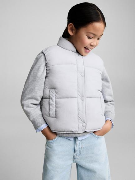 Mango Kids' Andy Sleeveless Quilted Gilet, Medium Blue, Medium Blue