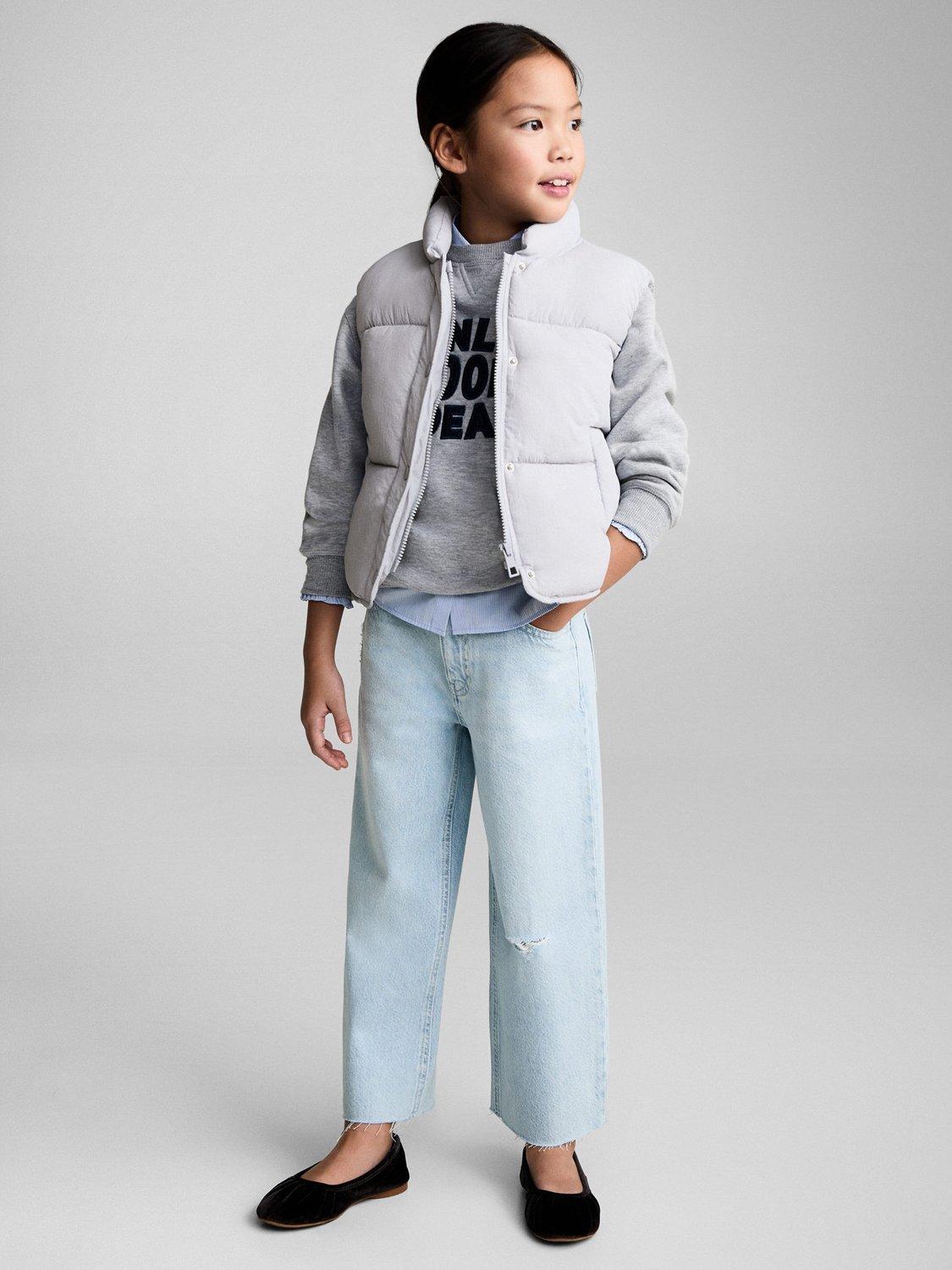 Product image 2 of 6, which shows Mango Kids' Andy Sleeveless Quilted Gilet, Medium Blue, 7-8 years