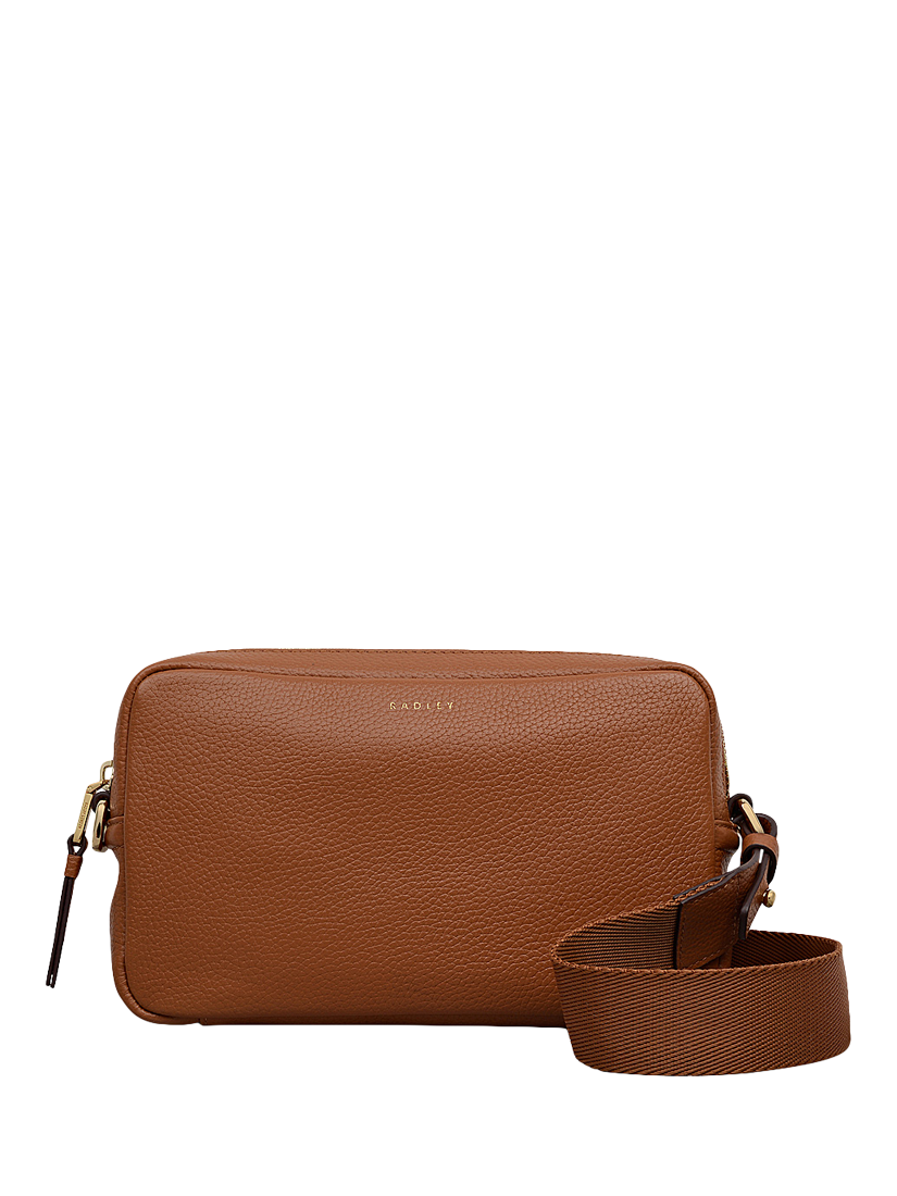 Product image 1 of 5, which shows Radley Tavistock Mini Leather Crossbody Camera Bag, Mid Brown