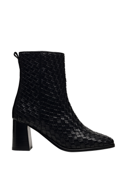 Radley Threadneedle Street Weave Square Toe Heeled Ankle Boots, Black, Black