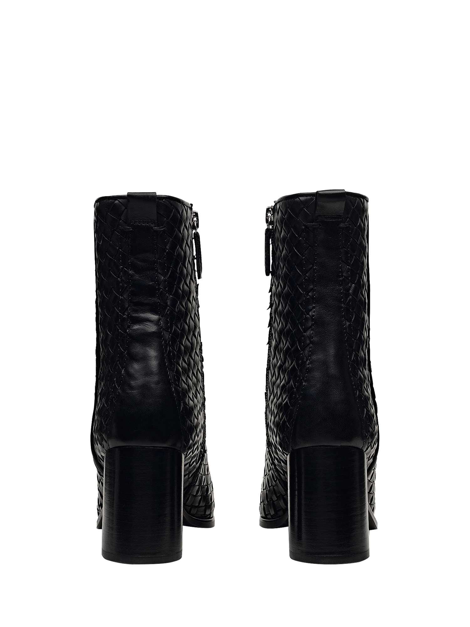 Product image 2 of 5, which shows Radley Threadneedle Street Weave Square Toe Heeled Ankle Boots, Black, 4