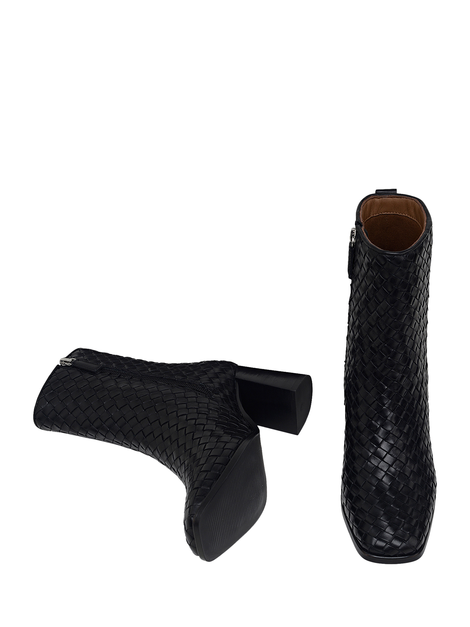 Product image 3 of 5, which shows Radley Threadneedle Street Weave Square Toe Heeled Ankle Boots, Black, 4