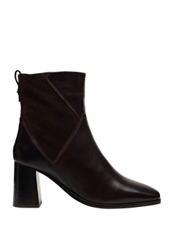 Radley Patchwork Close Leather Blend Ankle Boots, Black, Chocolate