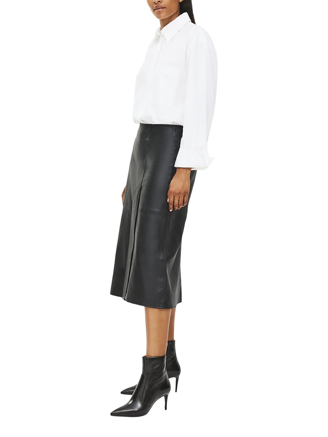 Product image 5 of 5, which shows Radley Duchess Close Leather Stiletto Point Ankle Boots, Black, 4