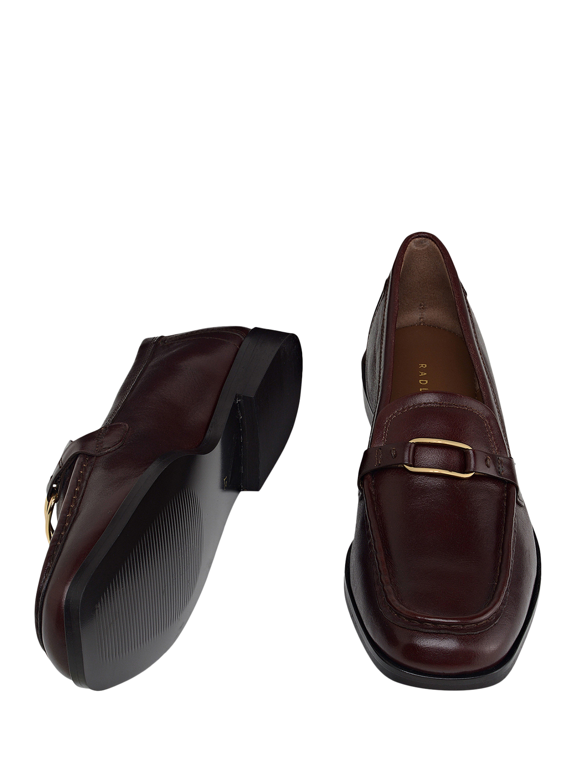 Product image 3 of 3, which shows Radley Stockton Row Leather Trim Square Toe Loafers, Dark Red, 4