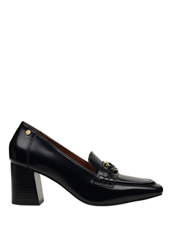 Radley Stockton Mews Leather Trim Block Heel Loafers, Black, Black
