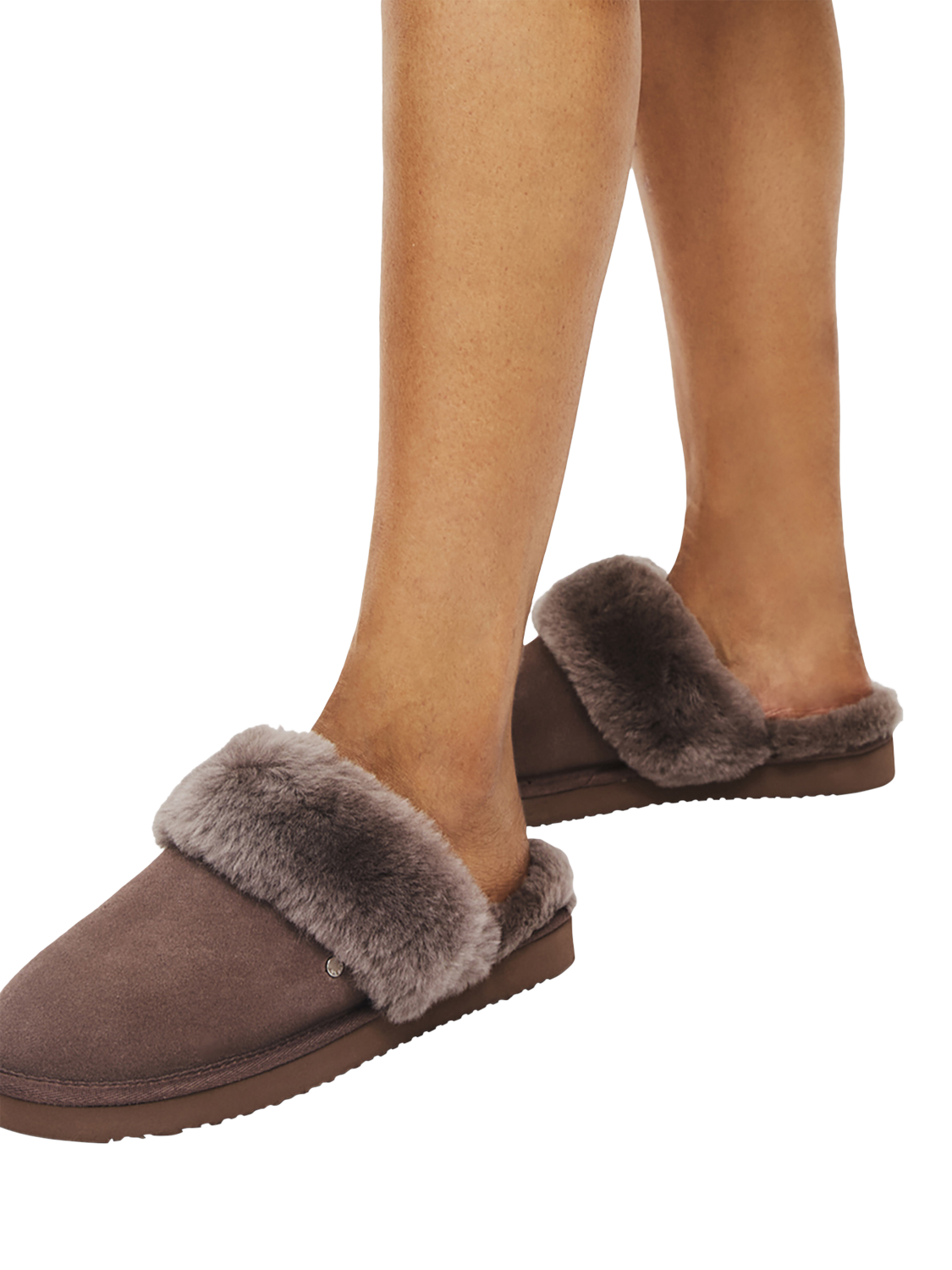 Product image 4 of 4, which shows Radley Maple Lane Classic Shearling Cuff Mule Slippers, Mink, 3