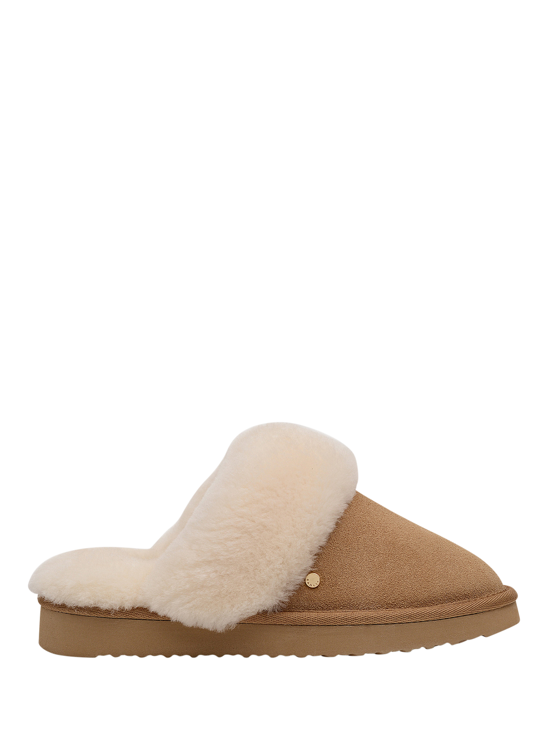 Product image 1 of 4, which shows Radley Maple Lane Classic Shearling Cuff Mule Slippers, Tan, 3