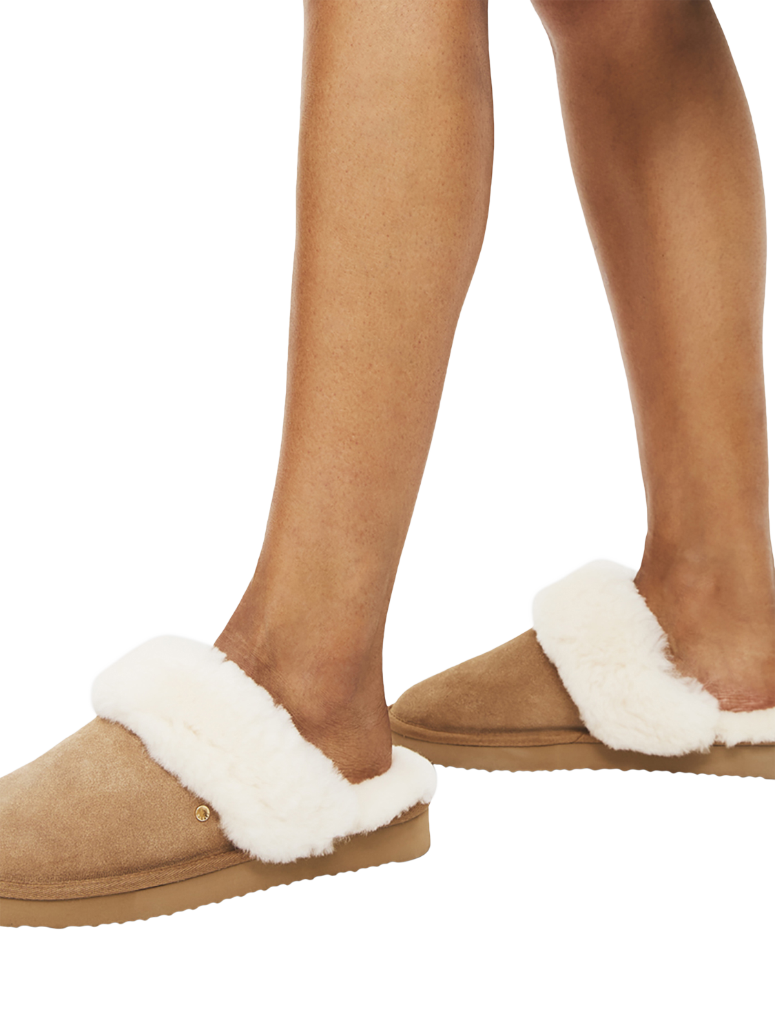 Product image 4 of 4, which shows Radley Maple Lane Classic Shearling Cuff Mule Slippers, Tan, 3