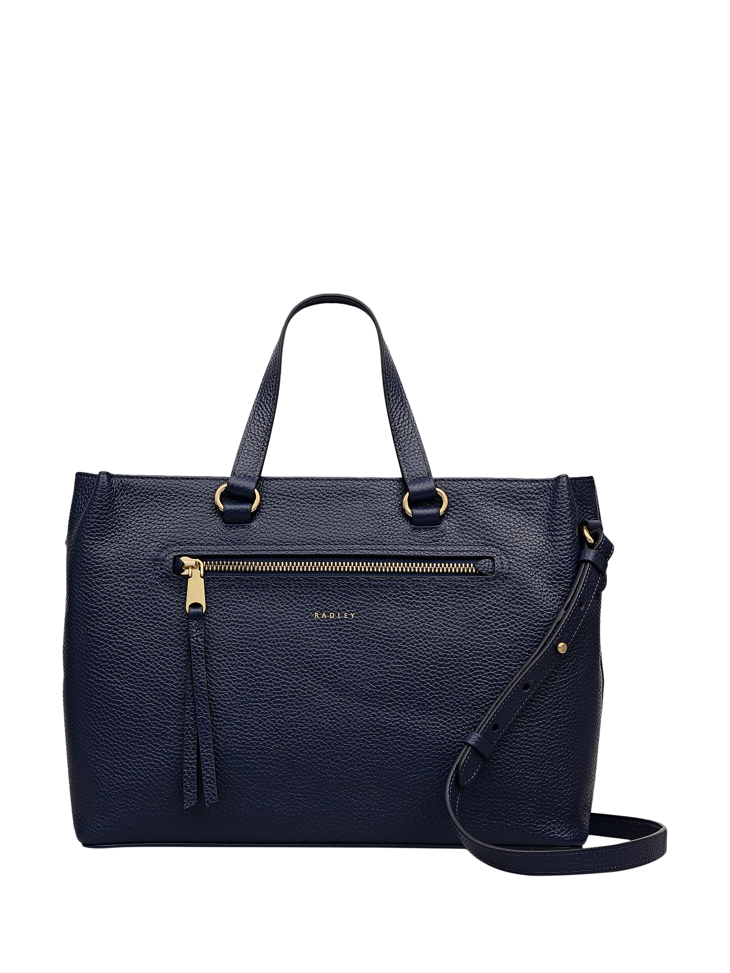 Product image 1 of 5, which shows Radley Pickwick Leather Grab Bag, Dark Blue
