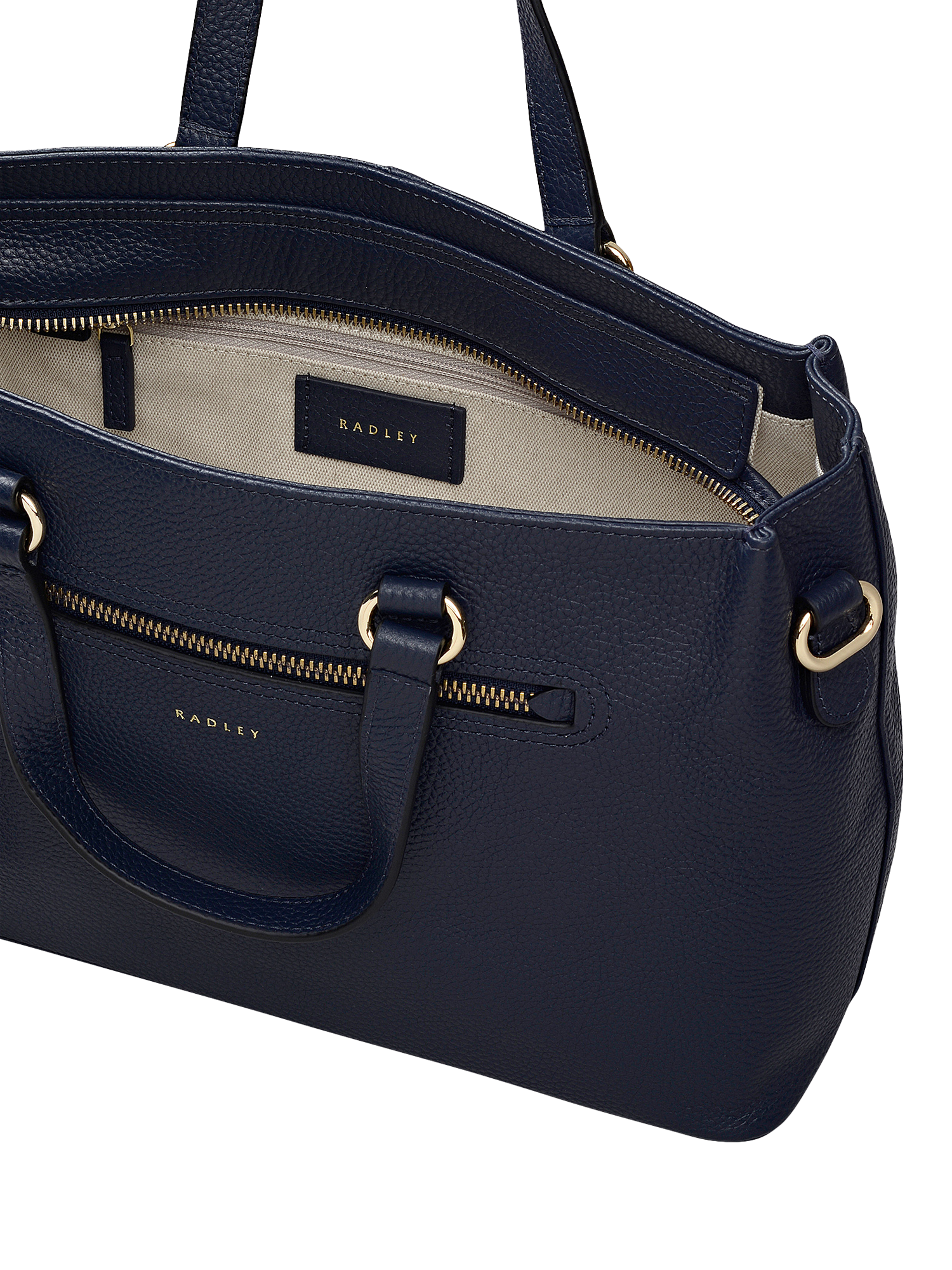 Product image 3 of 5, which shows Radley Pickwick Leather Grab Bag, Dark Blue