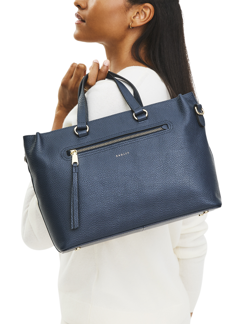 Product image 5 of 5, which shows Radley Pickwick Leather Grab Bag, Dark Blue