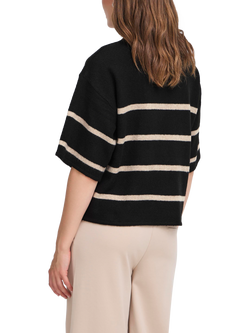 ICHI Dasila Stripe Elbow Sleeve Jumper - view 2, Meteorite Oat