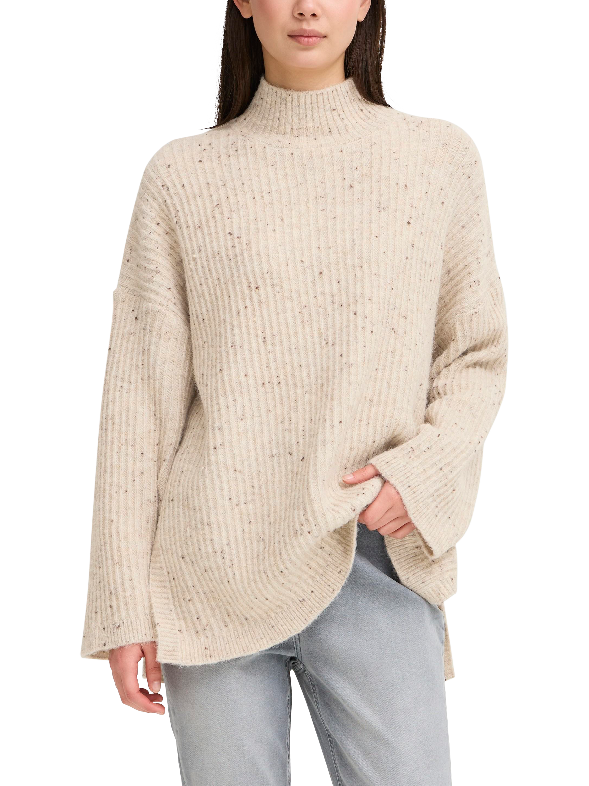ICHI Drews Melange Jumper, Oatmeal Melange