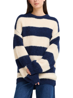 ICHI Dayana Stripe Jumper, Patriot Blue, Patriot Blue