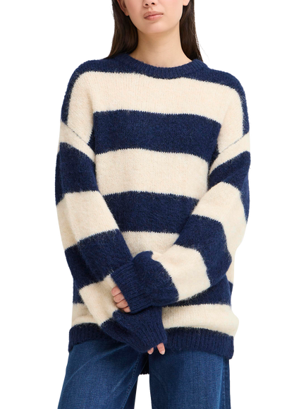 ICHI Dayana Stripe Jumper, Patriot Blue, Patriot Blue