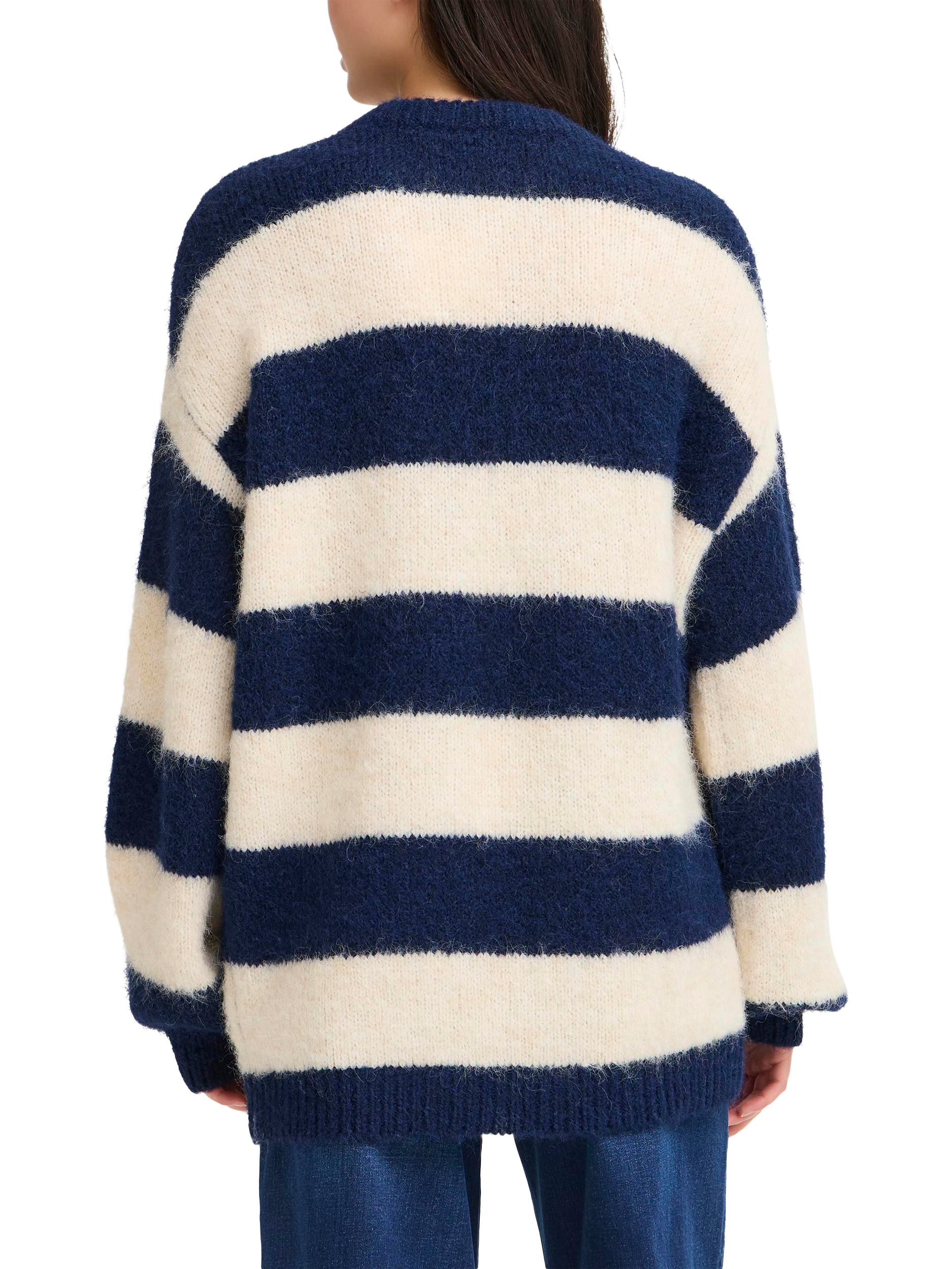 Product image 2 of 7, which shows ICHI Dayana Stripe Jumper, Patriot Blue, XS