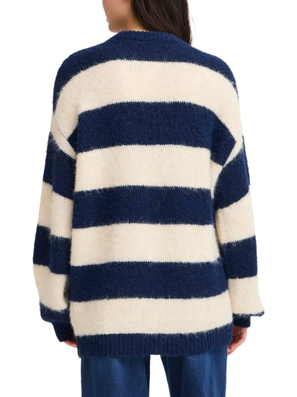 ICHI Dayana Stripe Jumper, Patriot Blue - view 2, Patriot Blue