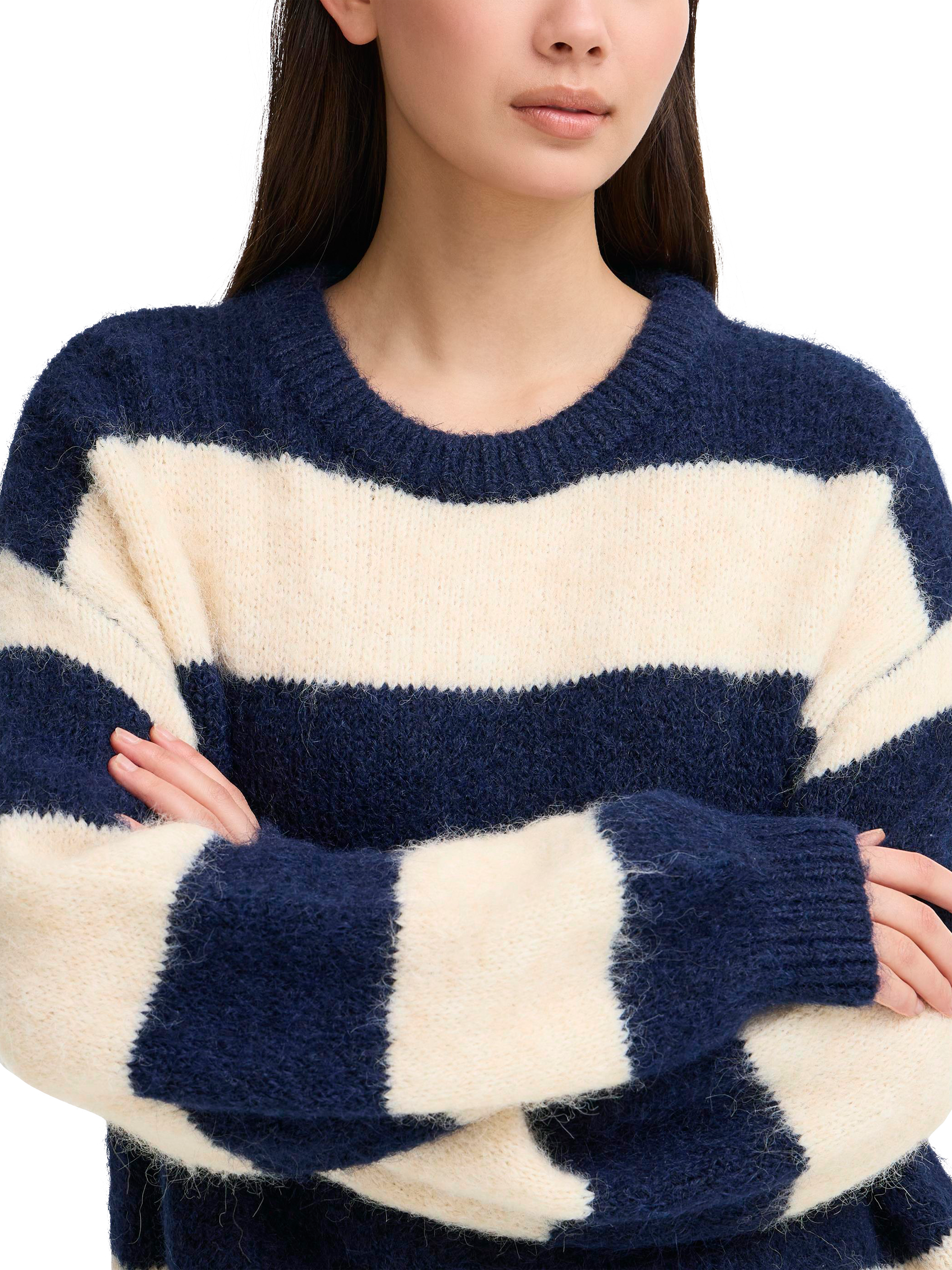 Product image 4 of 7, which shows ICHI Dayana Stripe Jumper, Patriot Blue, XS