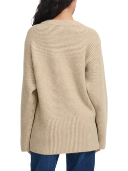 ICHI Ducie Long Sleeve Knit Jumper - view 2, Oatmeal Melange
