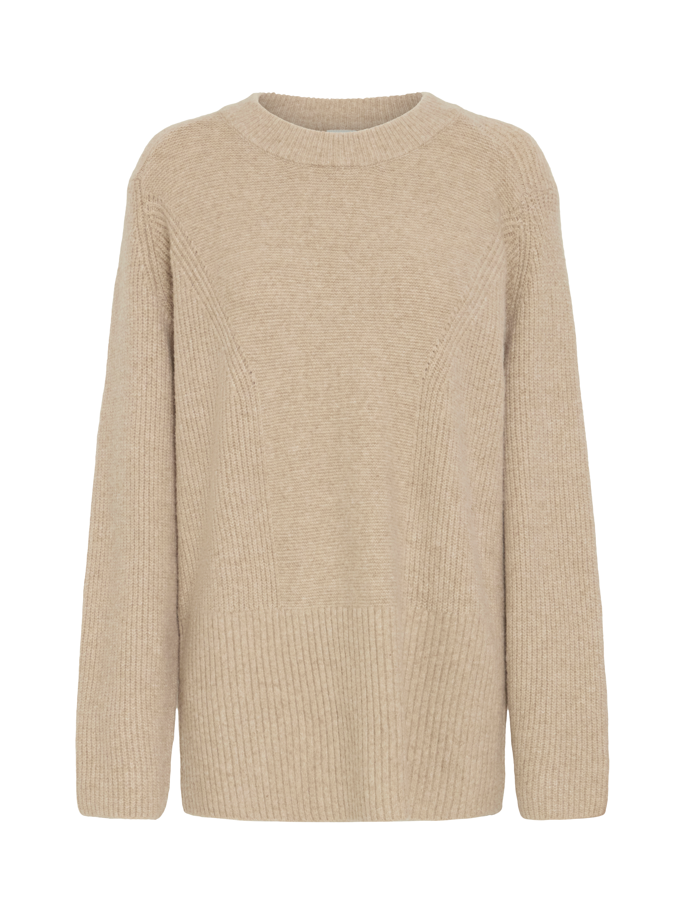 Product image 5 of 7, which shows ICHI Ducie Long Sleeve Knit Jumper, Oatmeal Melange, XS
