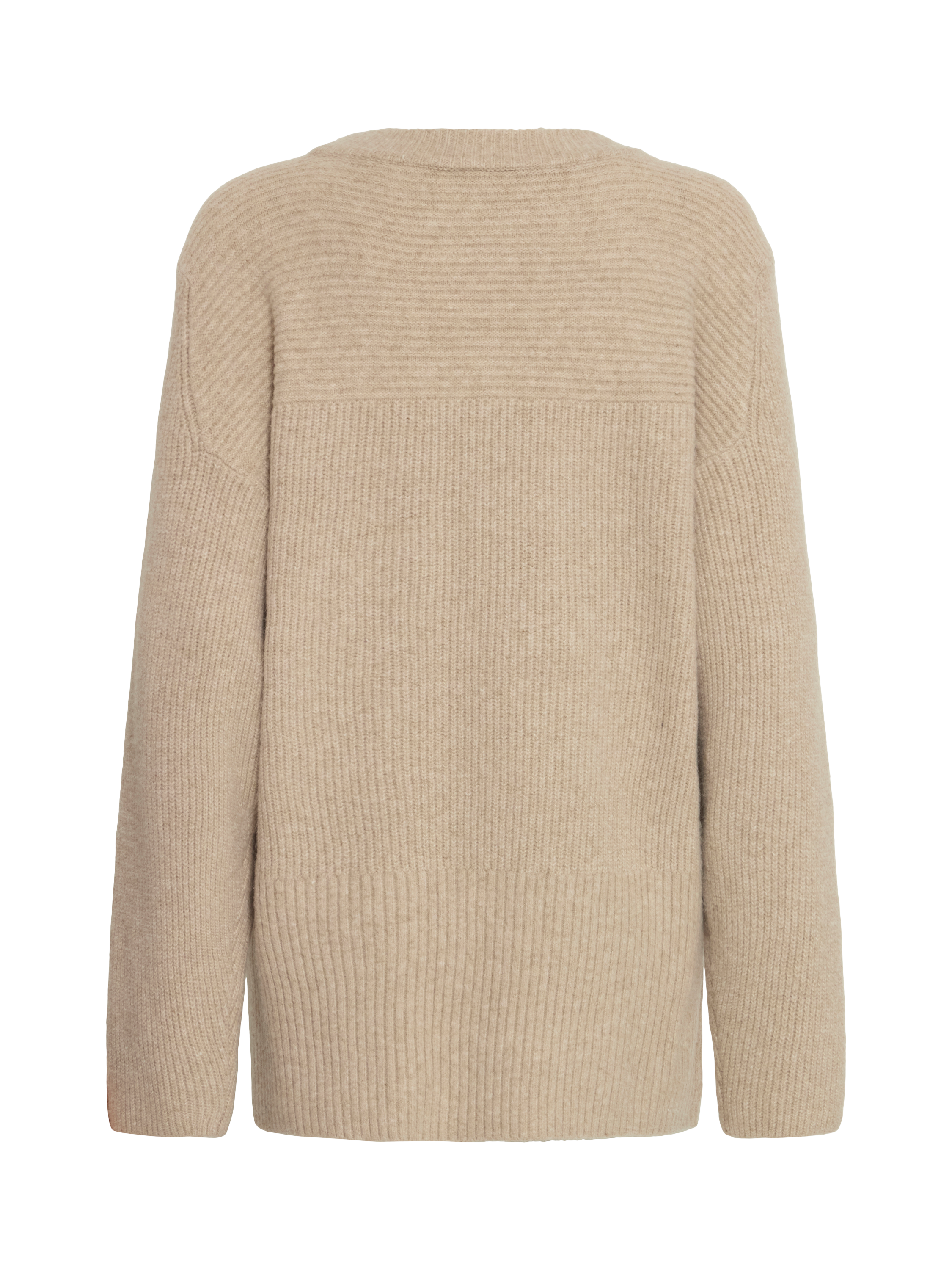 Product image 6 of 7, which shows ICHI Ducie Long Sleeve Knit Jumper, Oatmeal Melange, XS