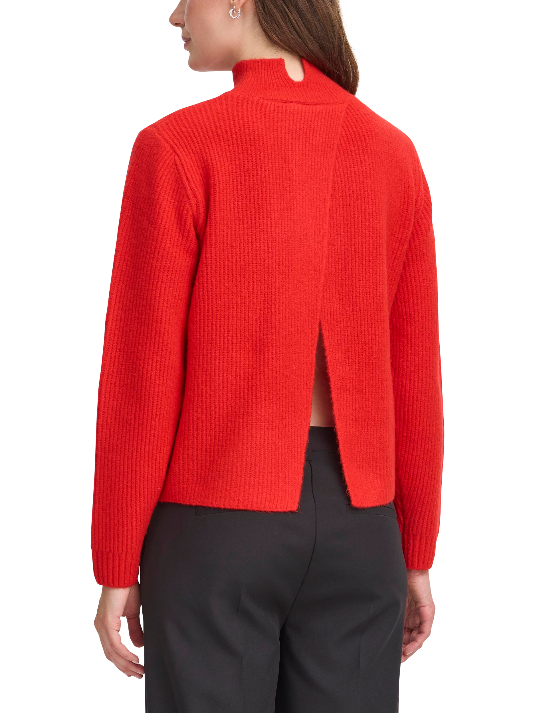 Product image 2 of 7, which shows ICHI Ducie Long Sleeve Knit Jumper, Fiery Red, S