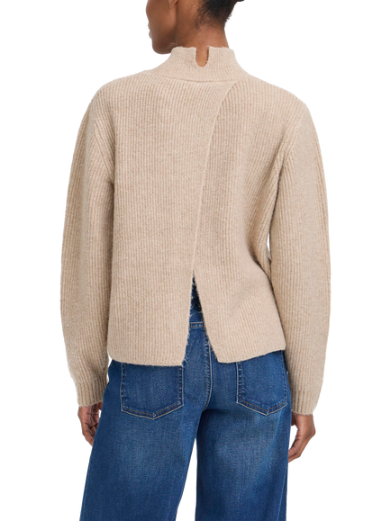 ICHI Ducie Long Sleeve Knit Jumper - view 2, Oatmeal Melange