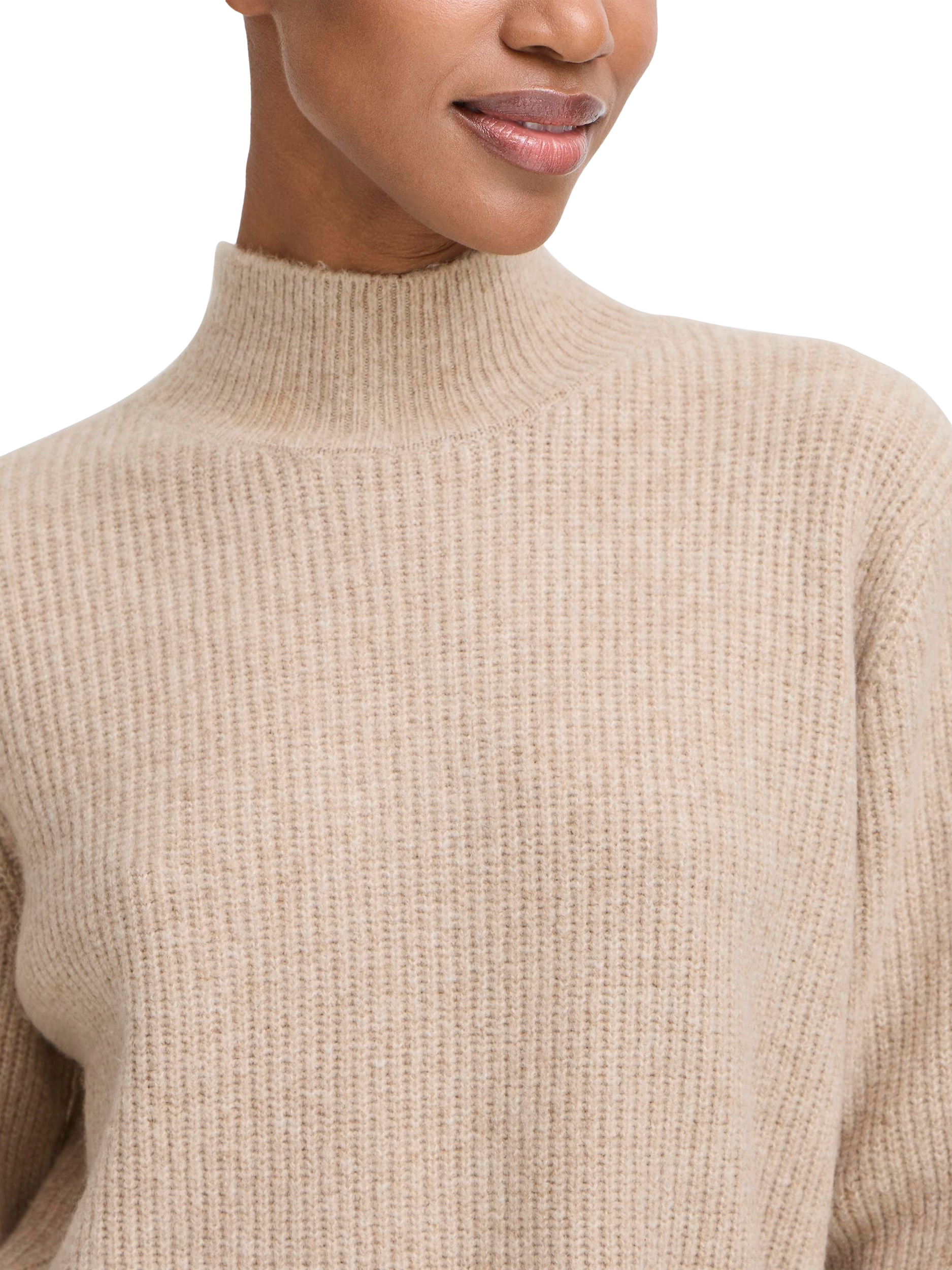Product image 4 of 7, which shows ICHI Ducie Long Sleeve Knit Jumper, Oatmeal Melange, XS