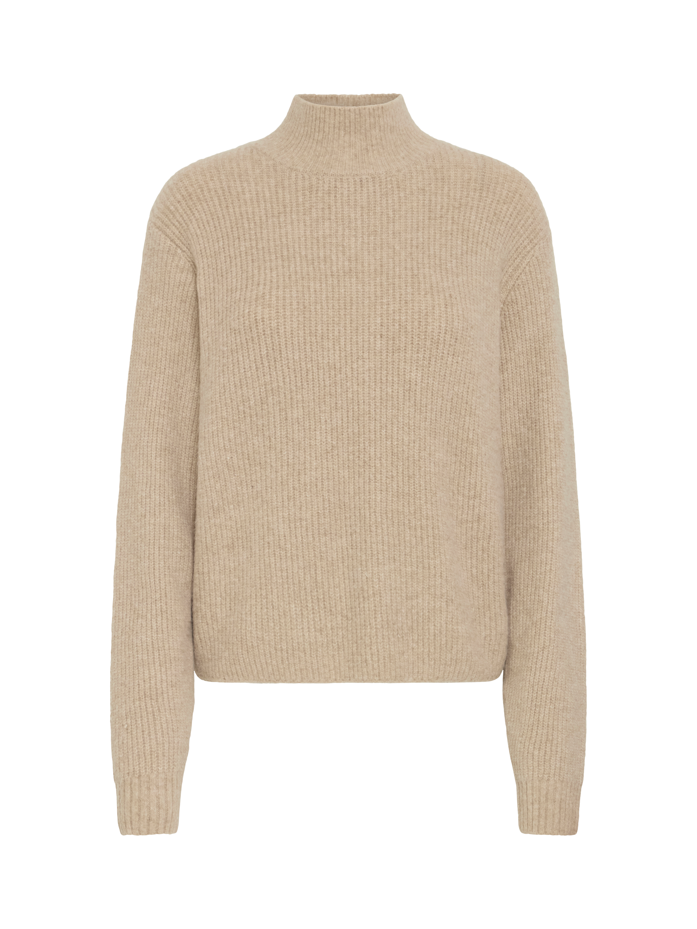 Product image 5 of 7, which shows ICHI Ducie Long Sleeve Knit Jumper, Oatmeal Melange, XS