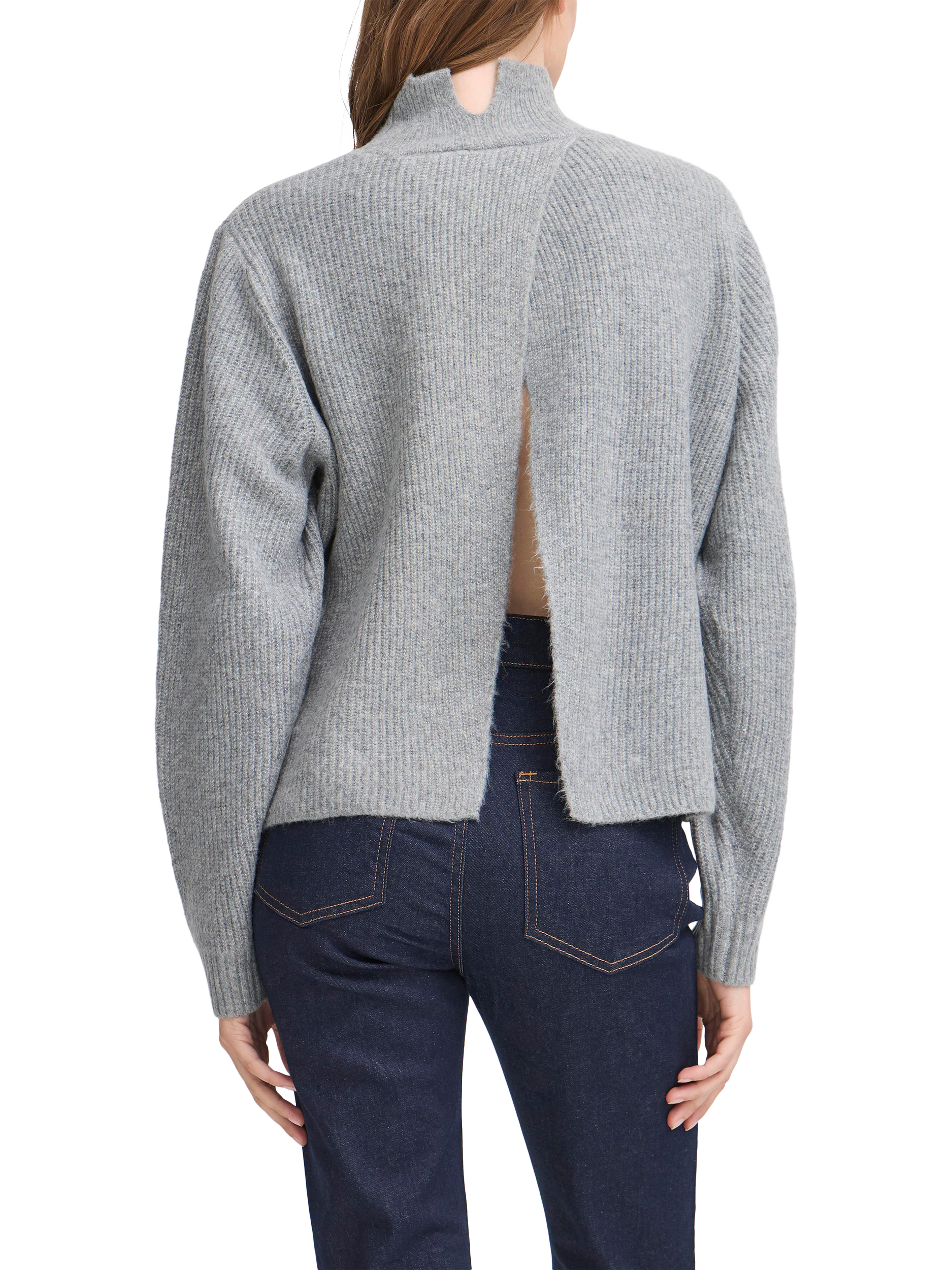 Product image 2 of 7, which shows ICHI Ducie Long Sleeve Knit Jumper, Grey Melange, XS