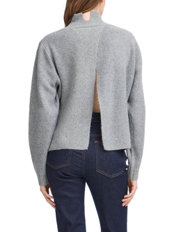 ICHI Ducie Long Sleeve Knit Jumper - view 2, Grey Melange