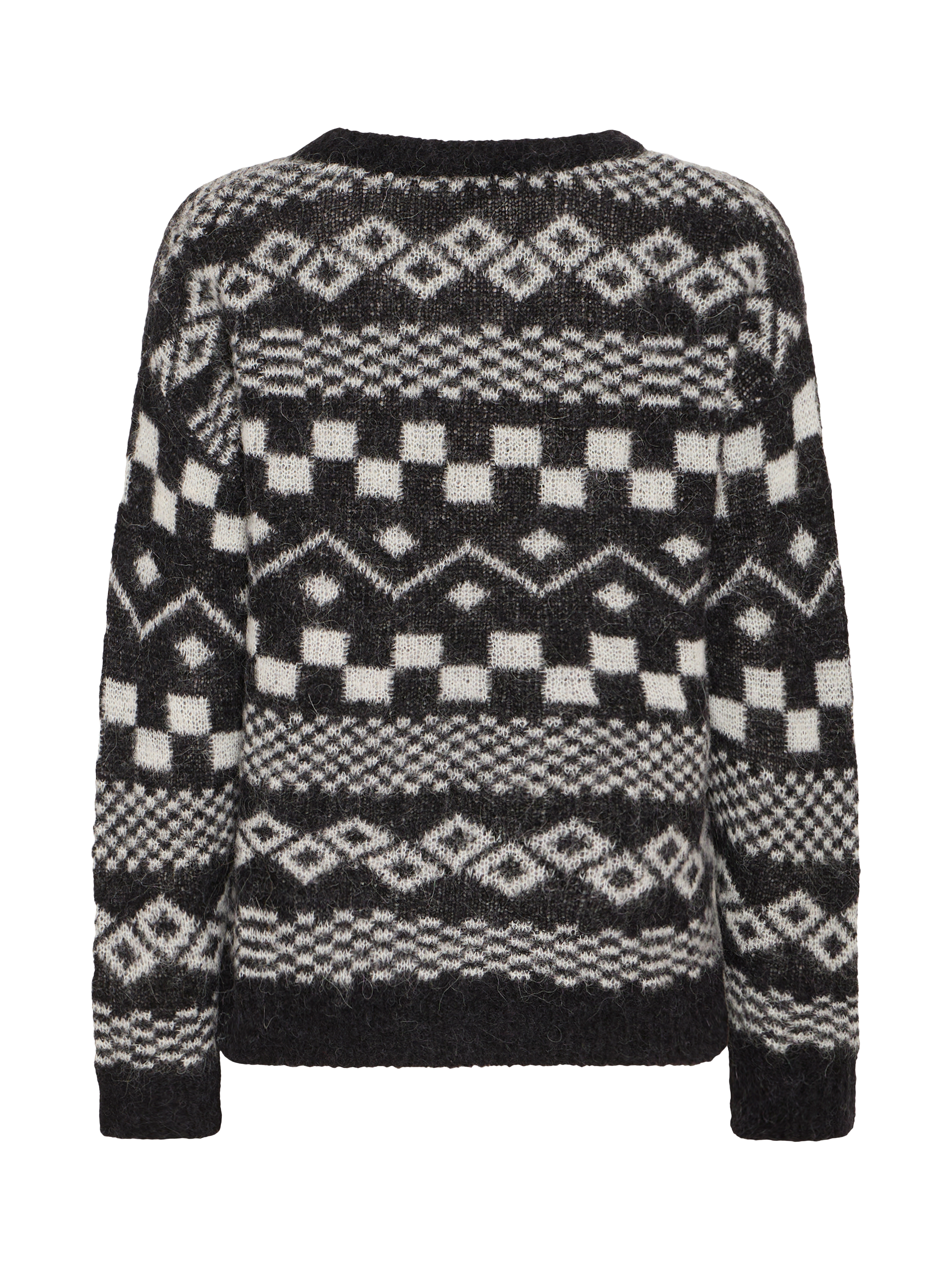 Product image 6 of 7, which shows ICHI Estelle Fair isle Wool Rich Jumper, Black, M