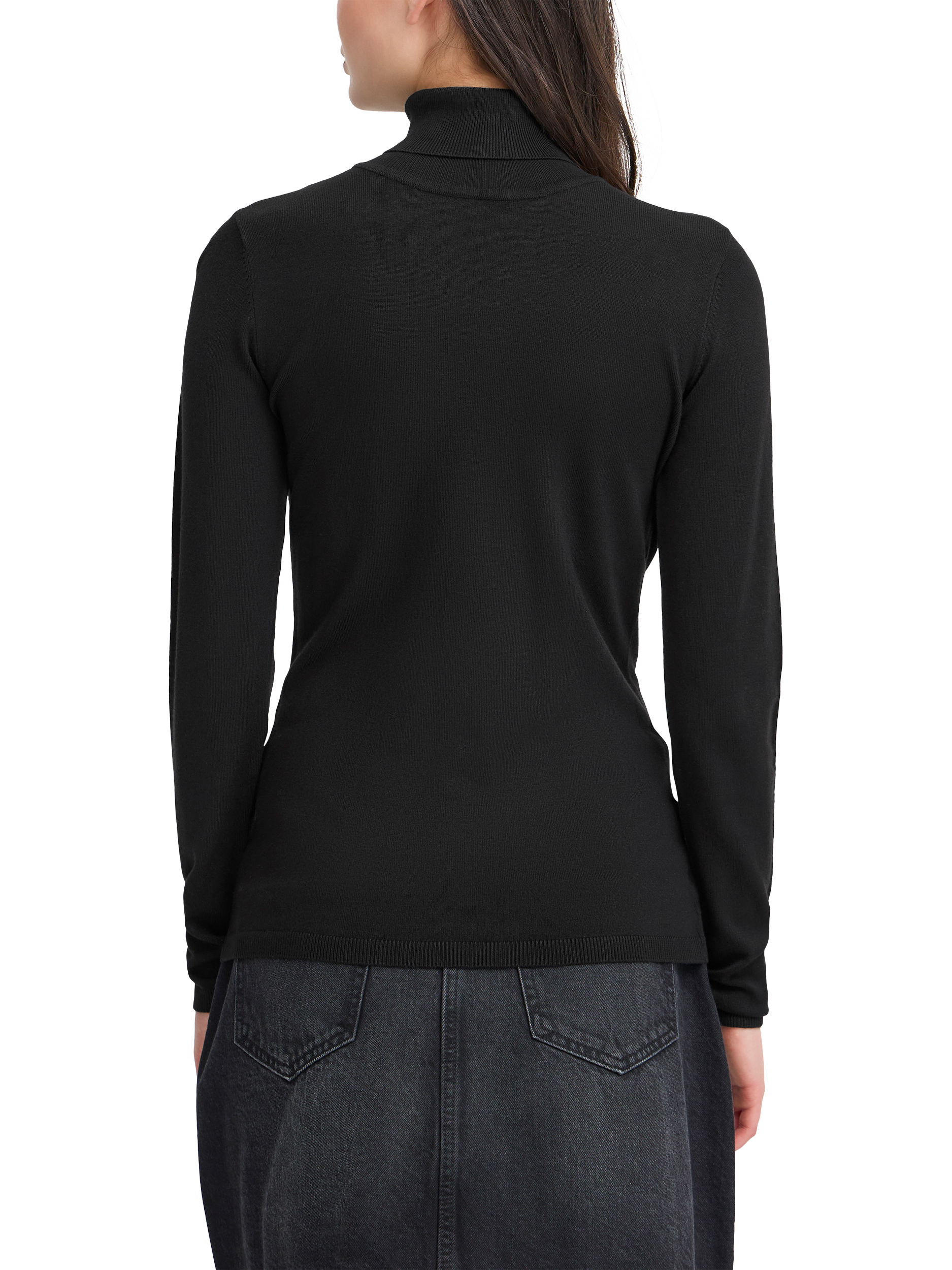 Product image 2 of 7, which shows ICHI IHMAFA Slim-Fit Roll Neck Jumper, Black, XS